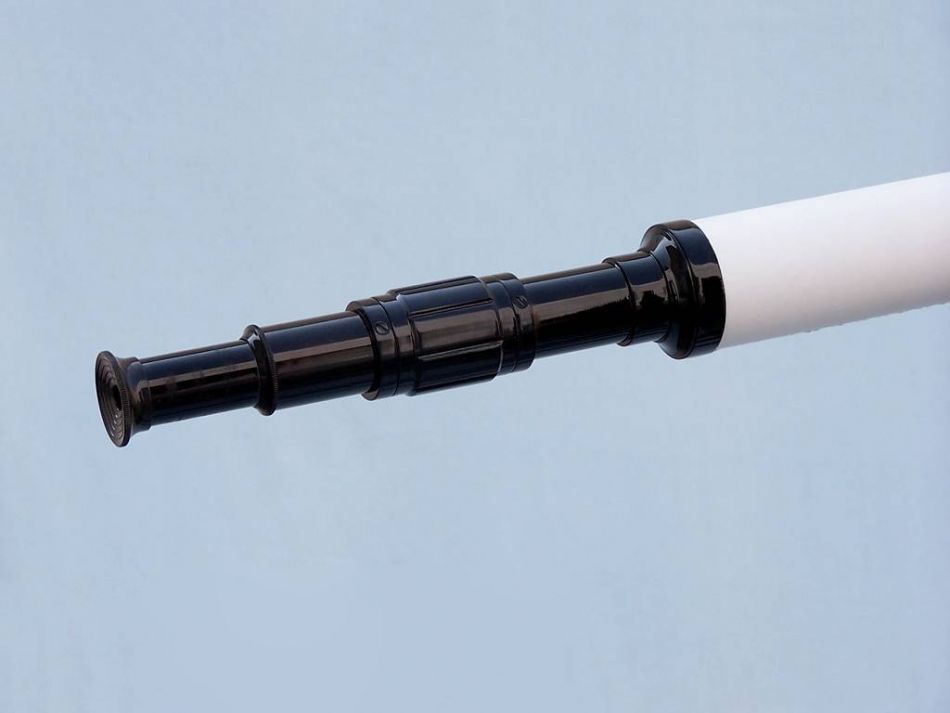 Floor Standing Oil-Rubbed Bronze-White Leather With Black Stand Galileo Telescope 65"