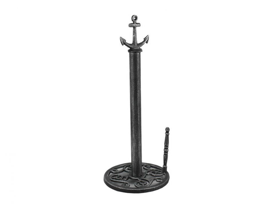 Antique Silver Cast Iron Anchor Paper Towel Holder 16"