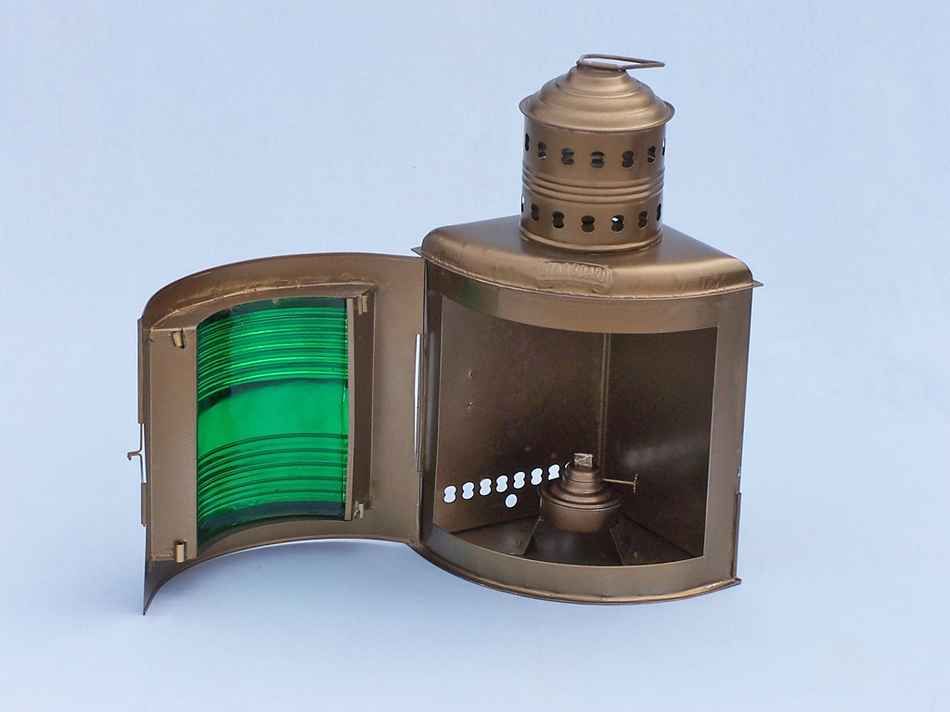 Antique Brass Port And Starboard Oil Lantern 17"