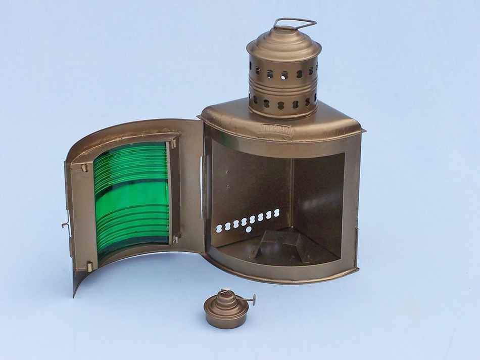 Antique Brass Port And Starboard Oil Lantern 17"