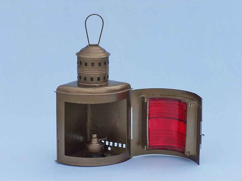 Antique Brass Port And Starboard Oil Lantern 17"