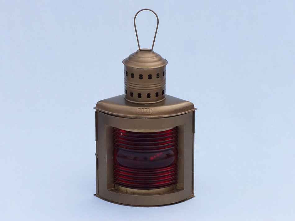 Antique Brass Port And Starboard Oil Lantern 17"