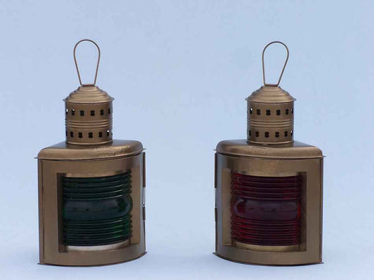 Antique Brass Port And Starboard Oil Lantern 17"