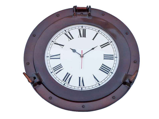 Antique Copper Decorative Ship Porthole Clock 17"