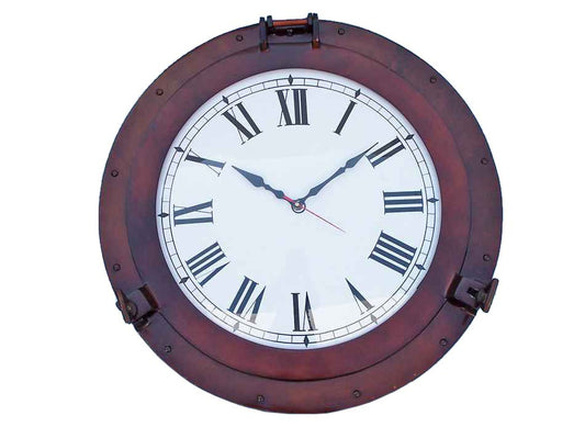 Antique Copper Decorative Ship Porthole Clock 24"