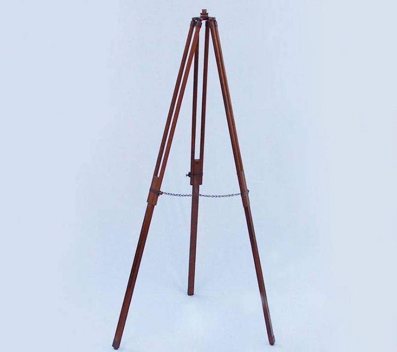 Floor Standing Antique Copper With Leather Galileo Telescope 65"