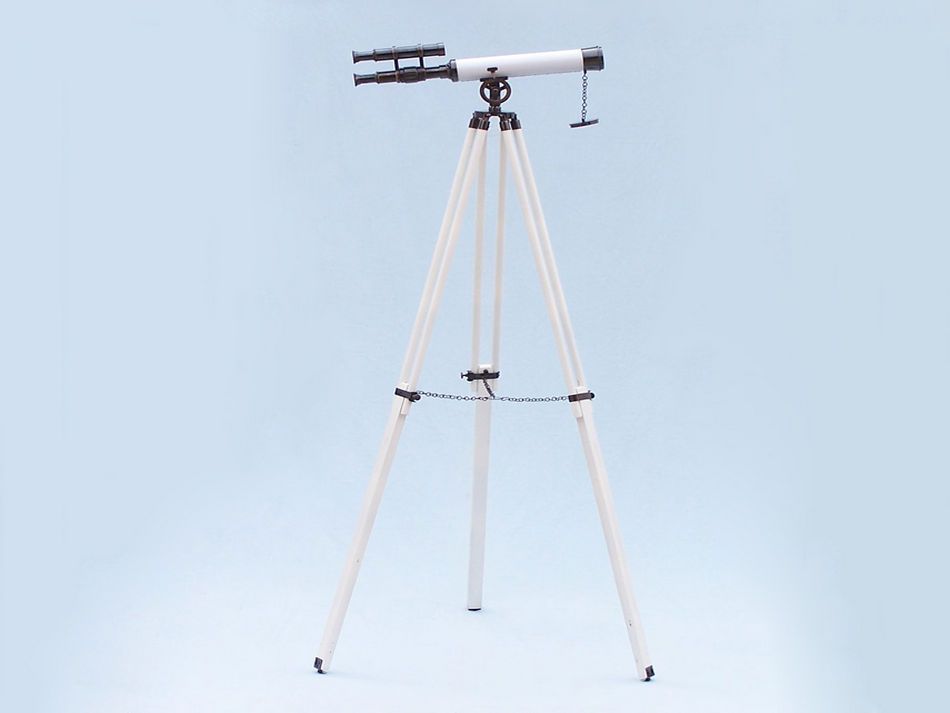 Floor Standing Oil Rubbed Bronze with White Leather Griffith Astro Telescope 50"