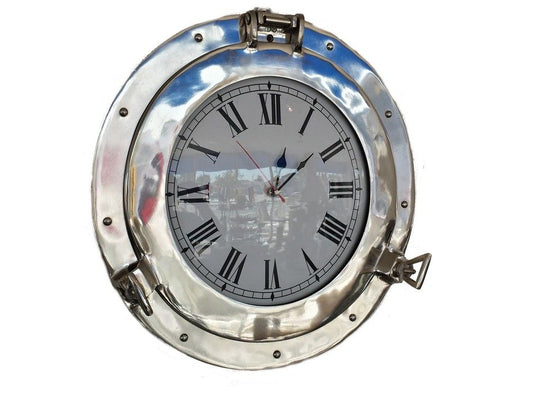Chrome Decorative Ship Porthole Clock 12"