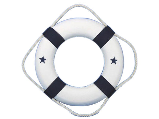 White Lifering with Blue Bands 6"