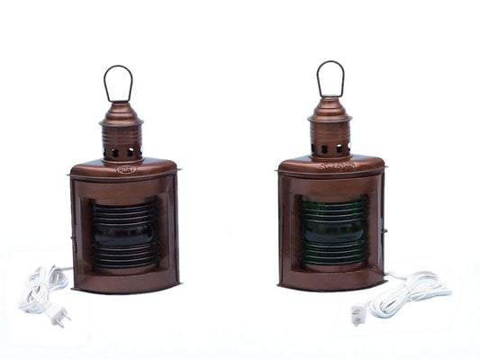 Antique Copper Port and Starboard Electric Lamp 12"