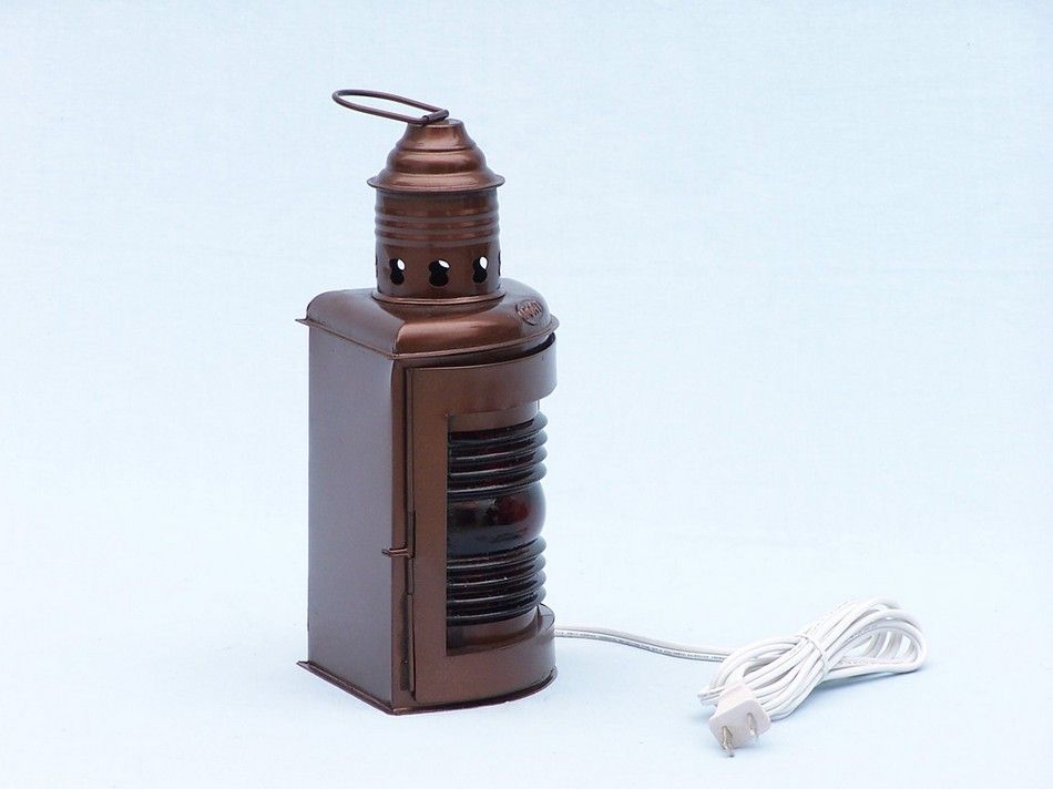Antique Copper Port and Starboard Electric Lamp 12"