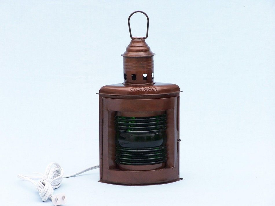 Antique Copper Port and Starboard Electric Lamp 12"
