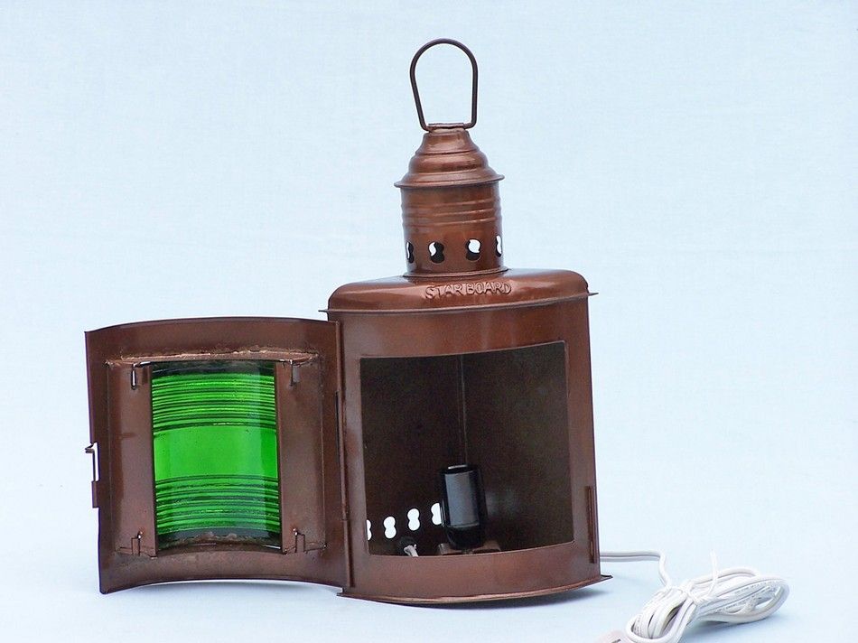 Antique Copper Port and Starboard Electric Lamp 12"