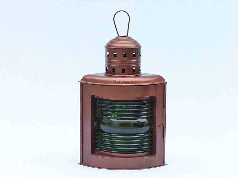 Antique Copper Port and Starboard Oil Lamp 17"