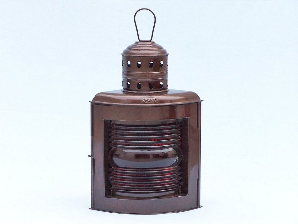 Antique Copper Port and Starboard Oil Lamp 17"
