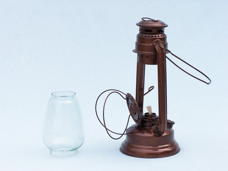 Antique Copper Hurricane Oil Lantern 19"