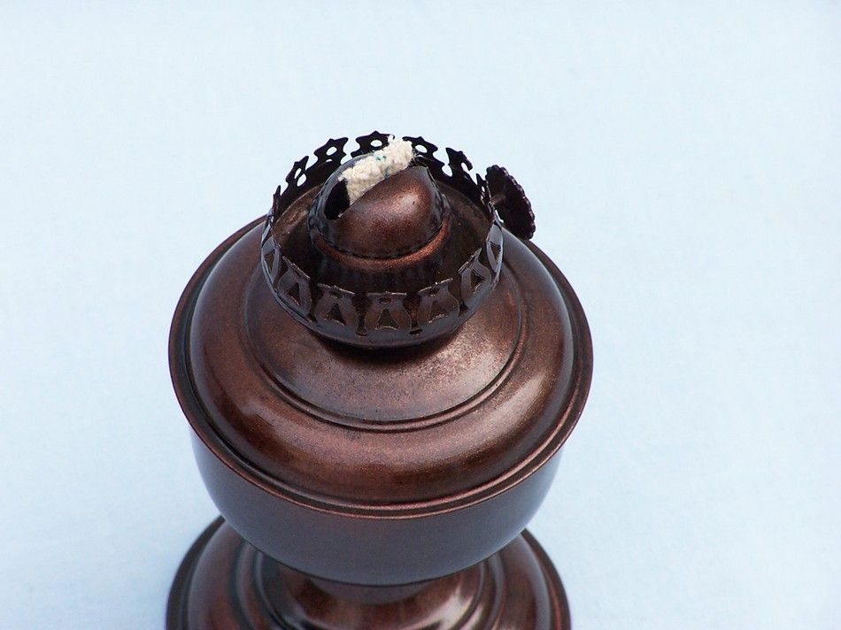 Antique Copper Table Oil Lamp 10"
