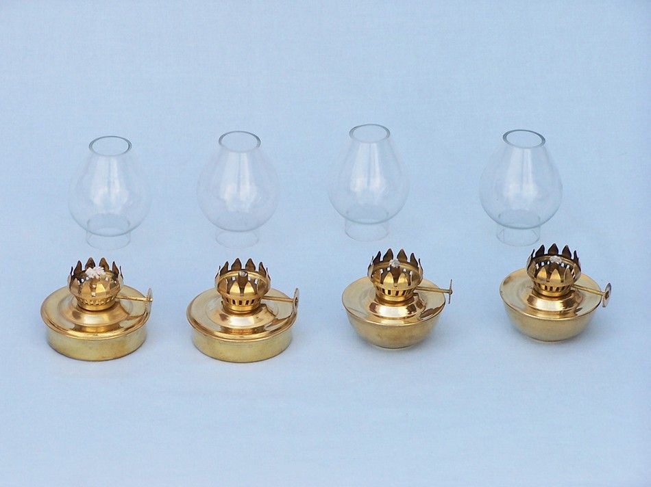 Solid Brass Table Oil Lamp 5" - Set of 4