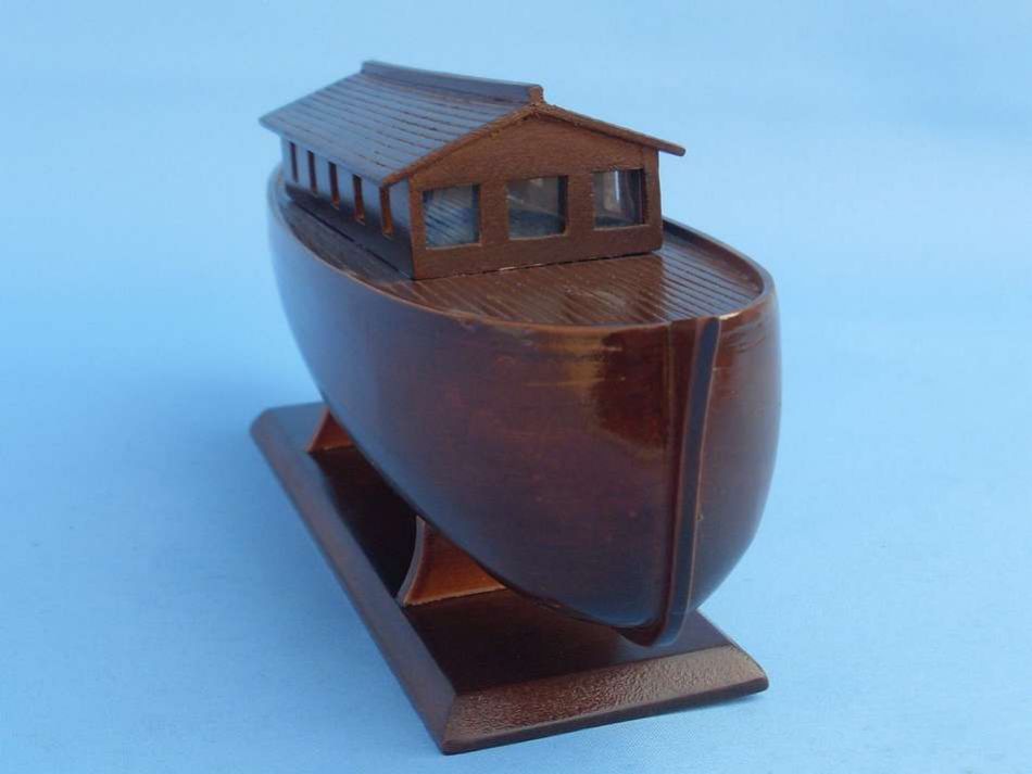 Wooden Noah's Ark Model Boat 14"