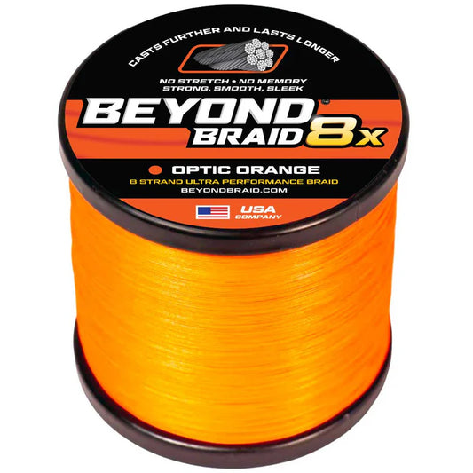 BEYOND BRAID OPTIC ORANGE 8X ULTRA PERFORMANCE 8 STRAND 2000 Yards 15-100lb