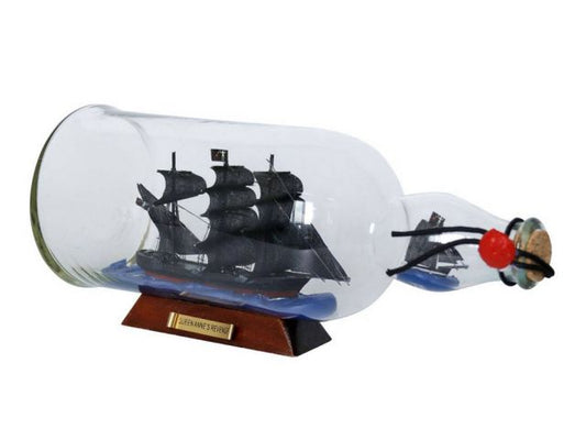 Blackbeard's Queen Anne's Revenge Model Ship in a Glass Bottle 11"