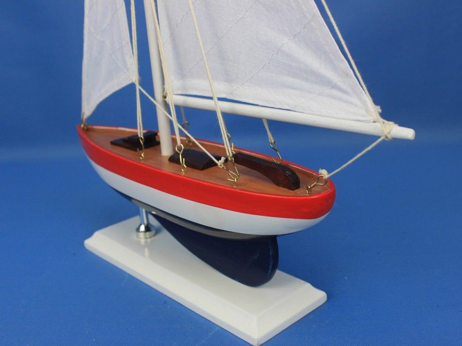 Wooden USA Sailer Model Sailboat Decoration 17"