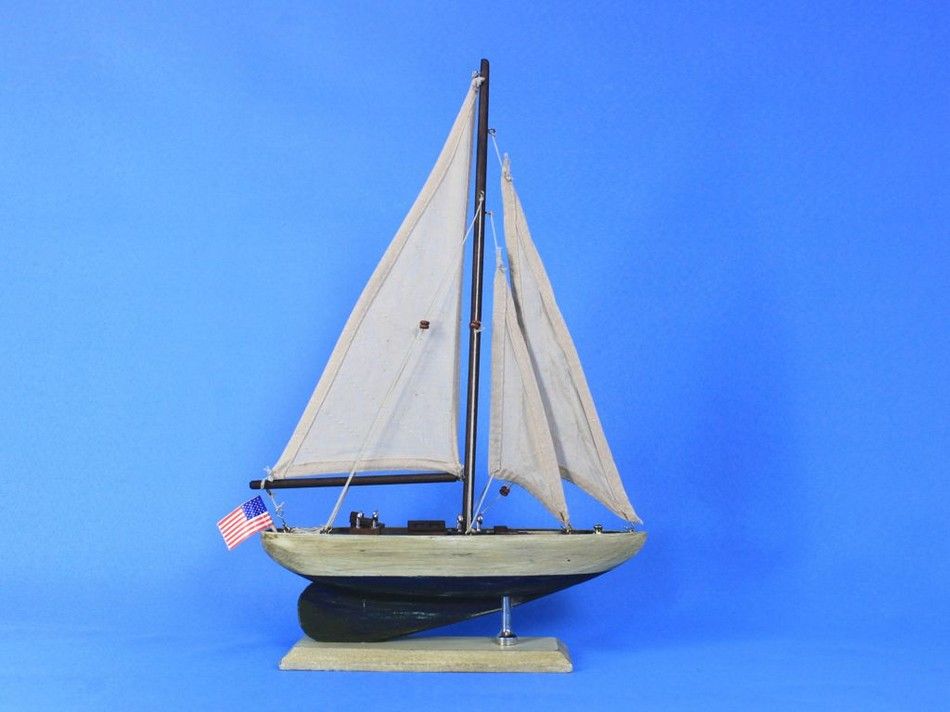 Wooden Rustic Enterprise Model Sailboat Decoration 16"