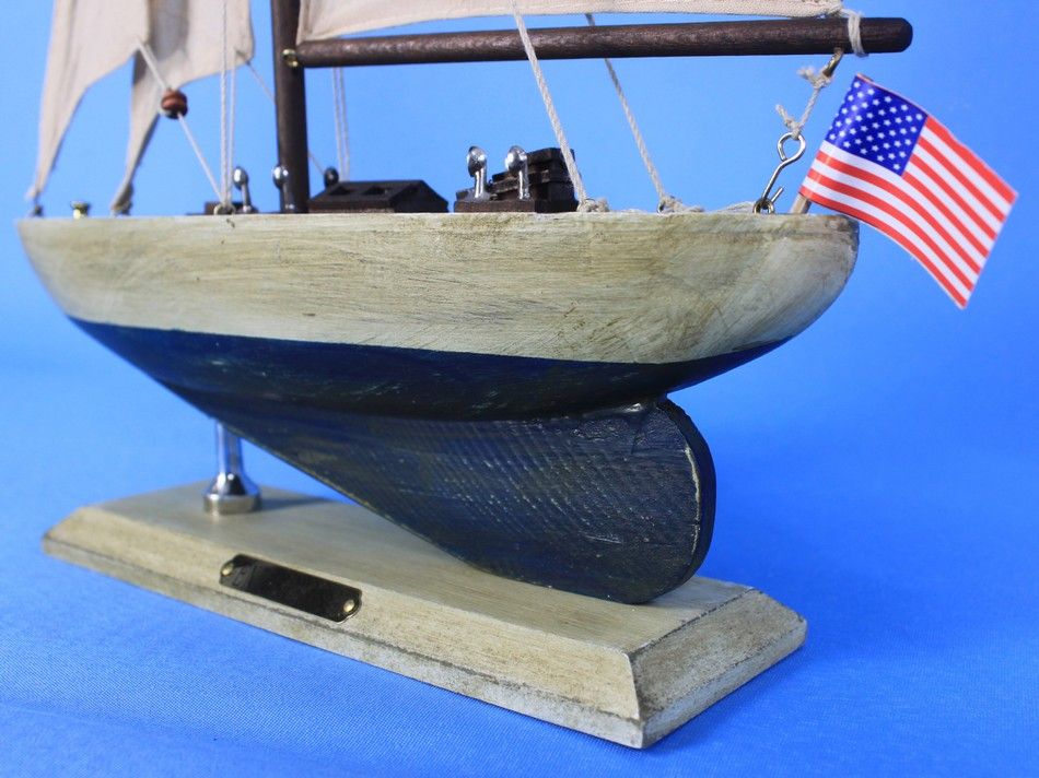 Wooden Rustic Enterprise Model Sailboat Decoration 16"