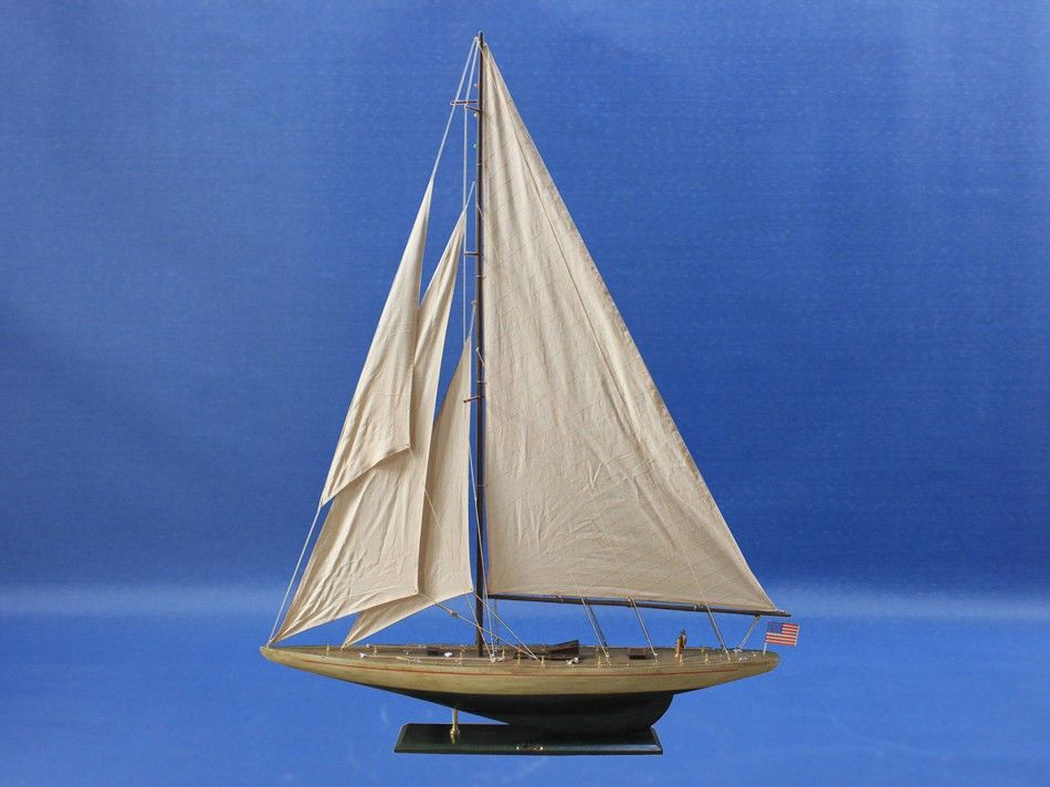 Wooden Rustic Enterprise Model Sailboat Decoration 60"