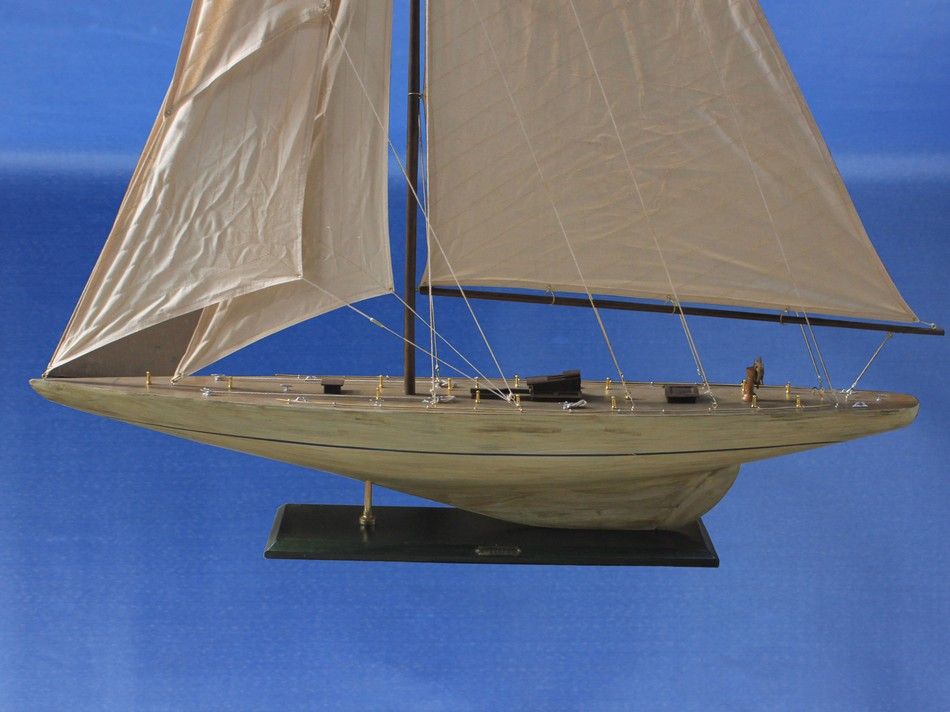 Wooden Rustic Intrepid Model Sailboat Decoration 60"