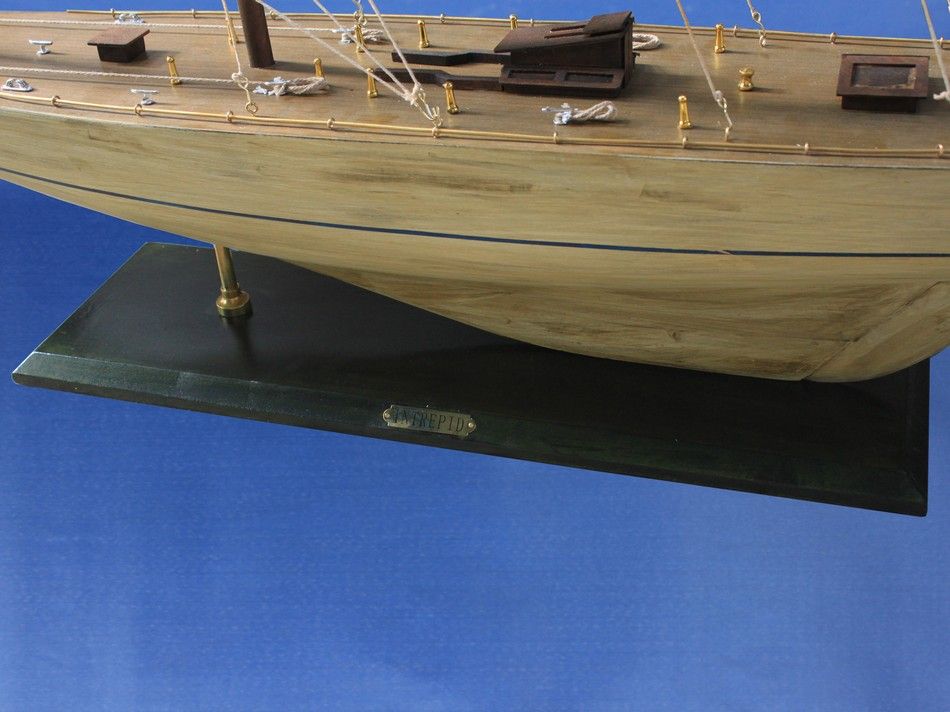 Wooden Rustic Intrepid Model Sailboat Decoration 60"