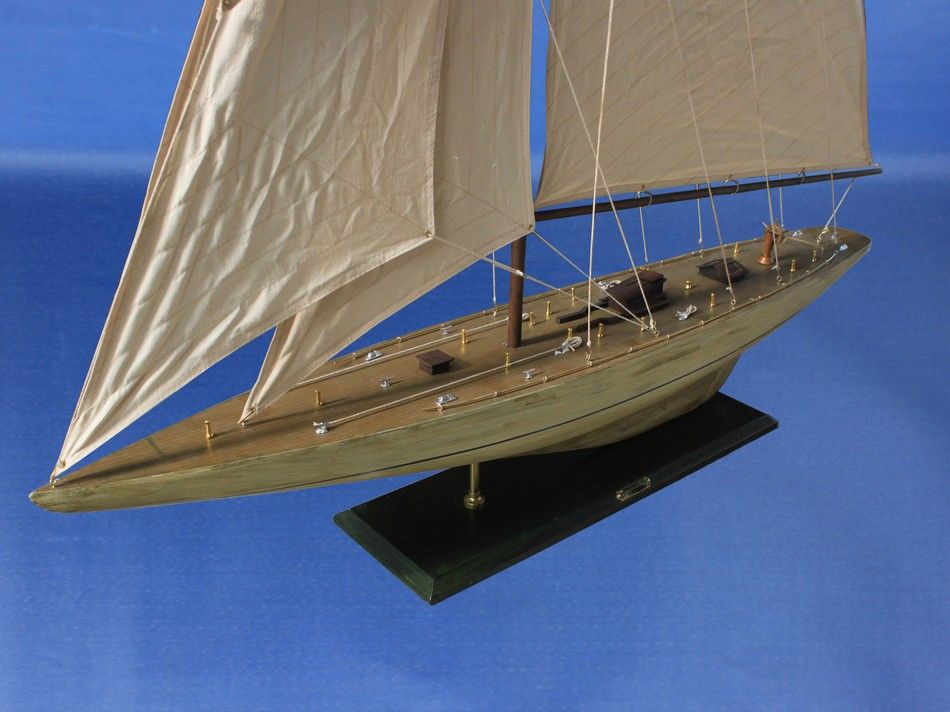 Wooden Rustic Intrepid Model Sailboat Decoration 60"