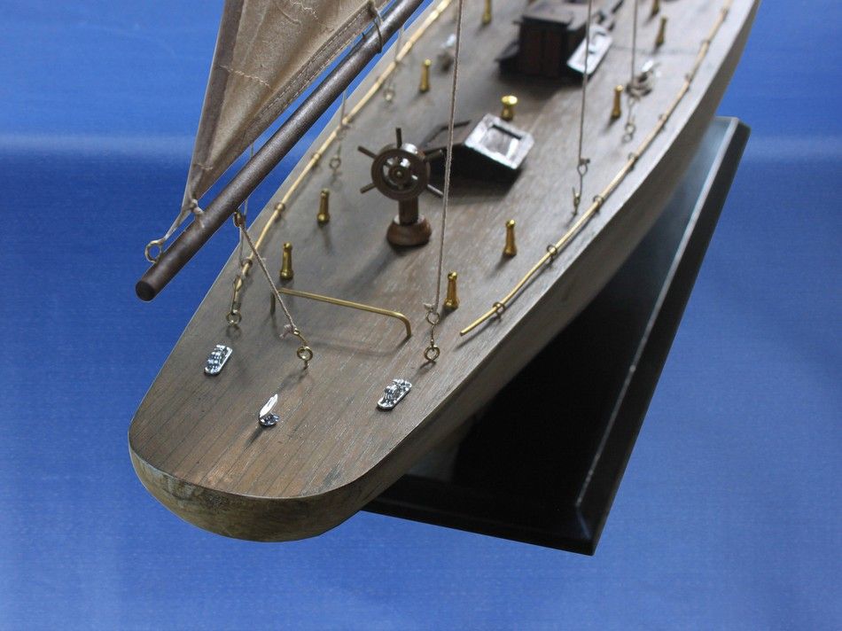 Wooden Rustic Intrepid Model Sailboat Decoration 60"