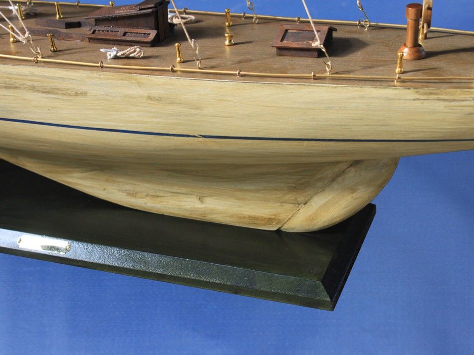Wooden Rustic Intrepid Model Sailboat Decoration 60"