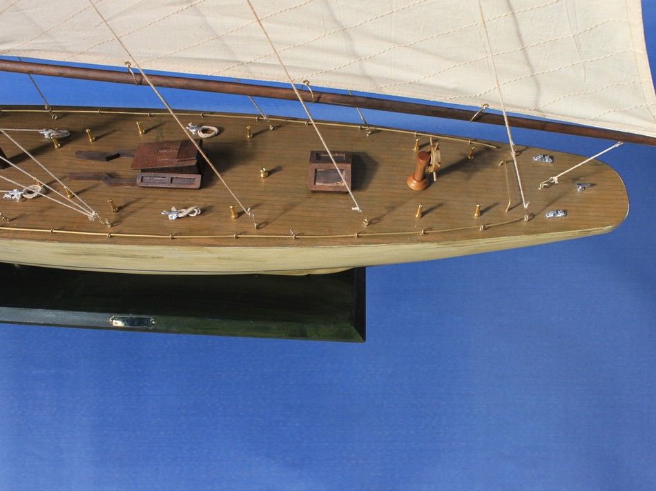 Wooden Rustic Intrepid Model Sailboat Decoration 60"