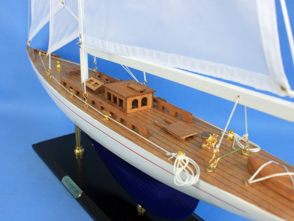 Wooden Enterprise Model Sailboat Decoration 35"