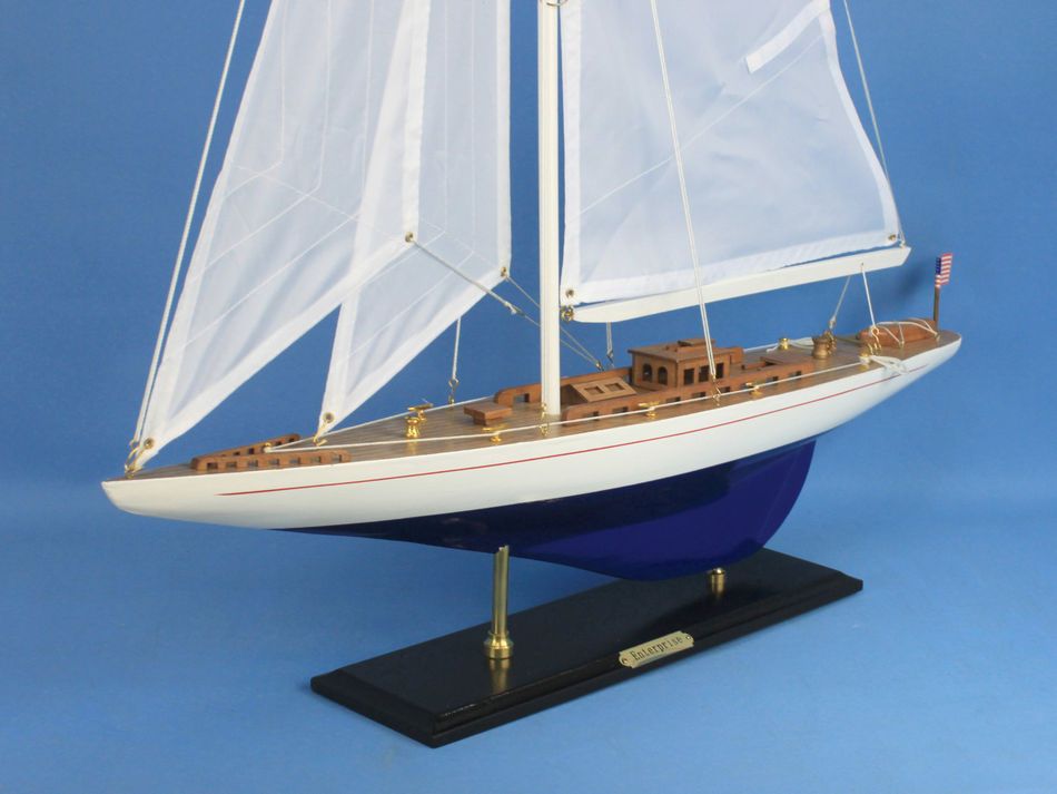Wooden Enterprise Model Sailboat Decoration 35"