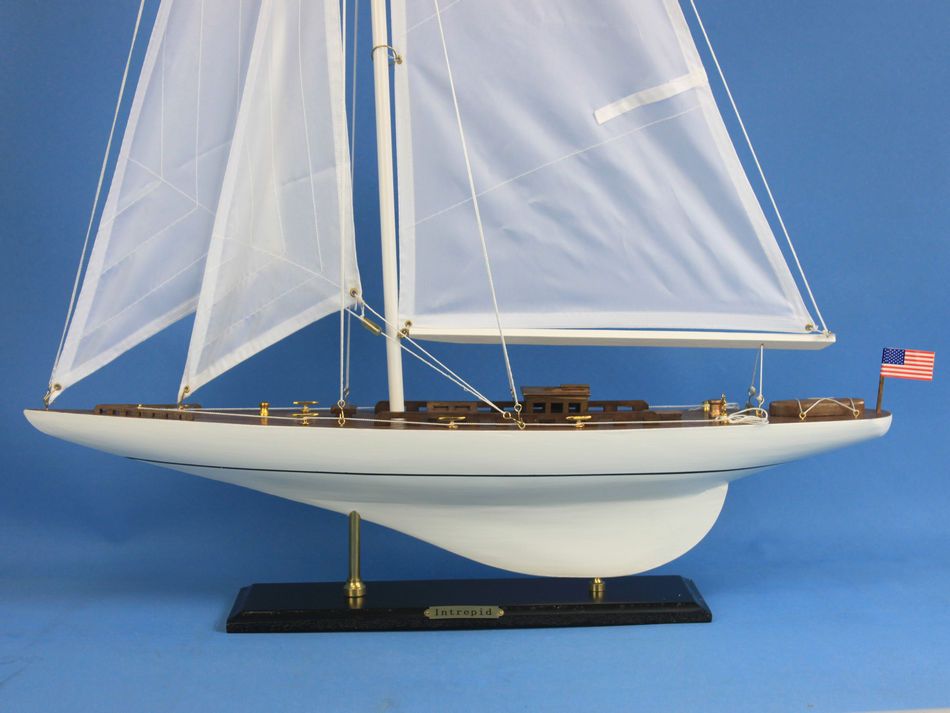 Wooden Intrepid Model Sailbaot Decoration 35"