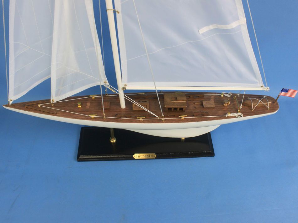 Wooden Intrepid Model Sailbaot Decoration 35"