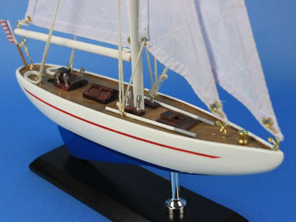 Wooden Enterprise Model Sailboat Decoration 16"