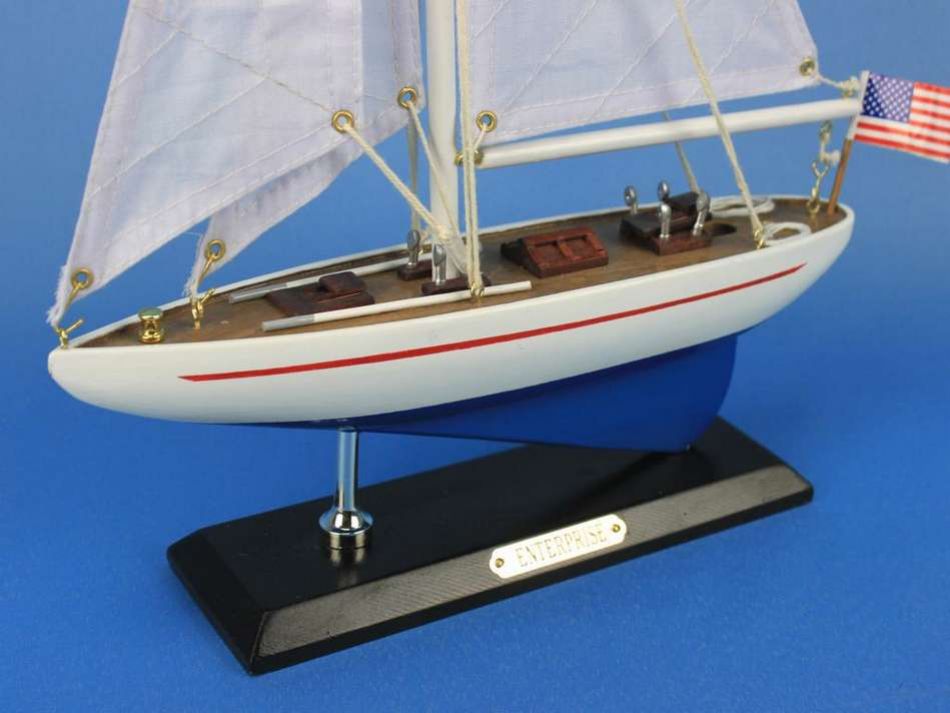 Wooden Enterprise Model Sailboat Decoration 16"