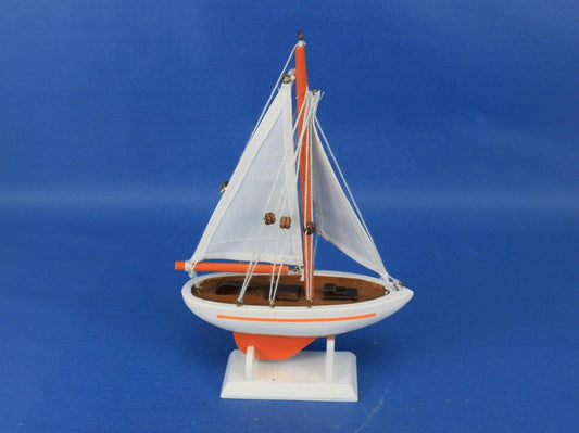 Wooden Orange Pacific Sailer Model Sailboat Decoration 9"