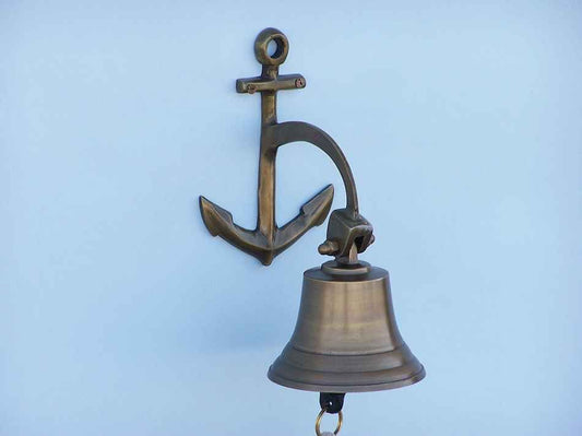 Antique Brass Hanging Anchor Bell 8"