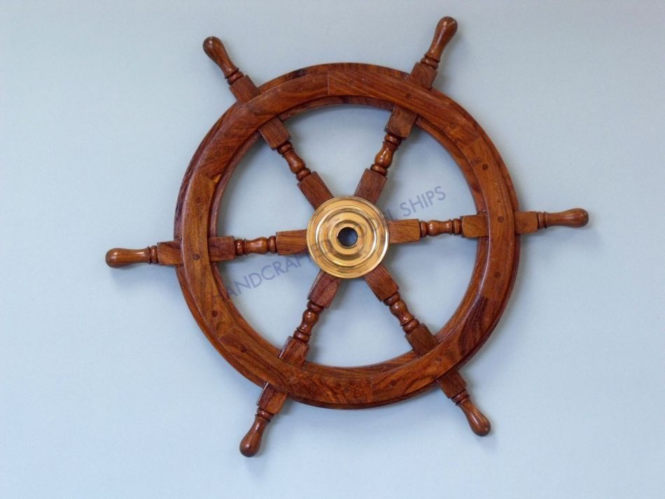 Deluxe Class Wood and Brass Decorative Ship Wheel 24"