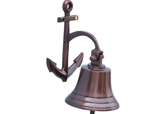Antique Copper Hanging Anchor Bell 8"