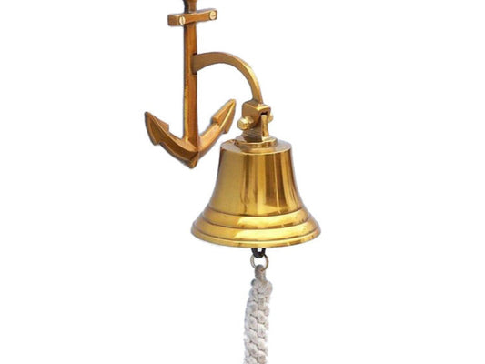 Brass Plated Hanging Anchor Bell 8"
