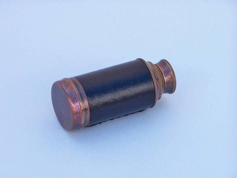 Deluxe Class Scouts Antique Copper - Leather Spyglass Telescope 7 with Rosewood Box