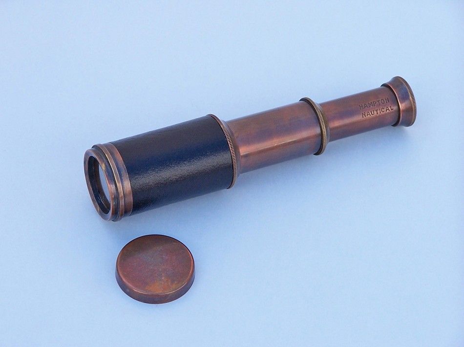 Deluxe Class Scouts Antique Copper - Leather Spyglass Telescope 7 with Rosewood Box
