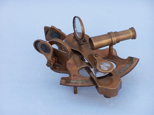 Scout's Antique Brass Sextant with Rosewood Box 4"