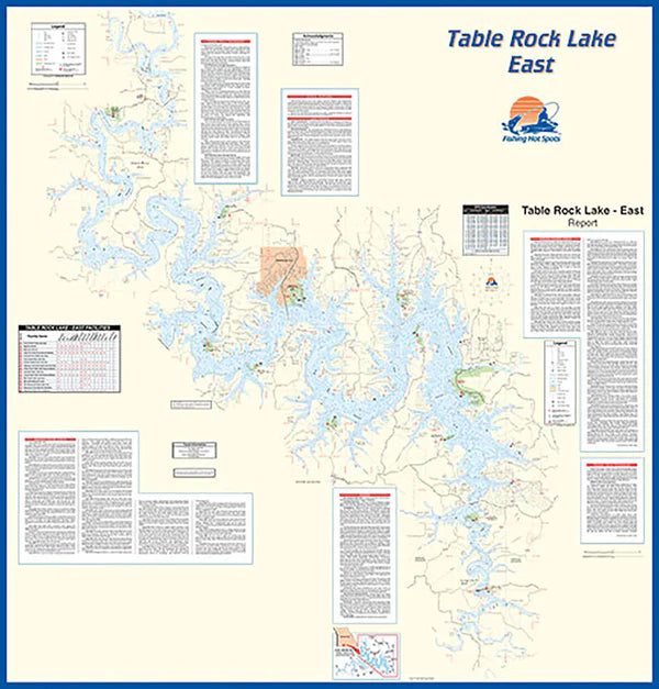 Table Rock Lake-East (Table Rock Dam to James River) Fishing Wall Map-L155